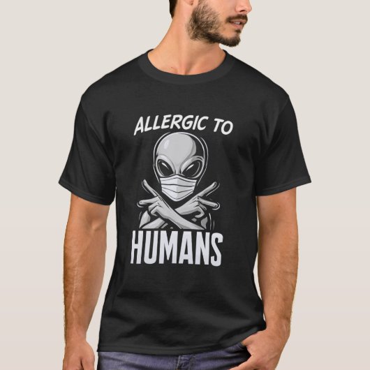 人類アレルギー おもしろエイリアン Tシャツ (正面)