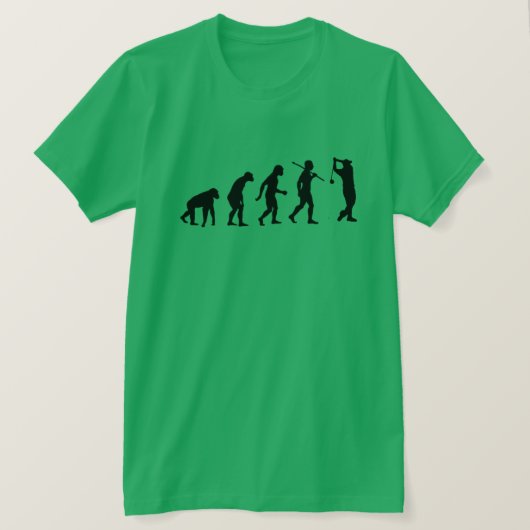 人類ゴルフのカスタマイズ可能なおもしろい進化 Tシャツ (デザイン正面)