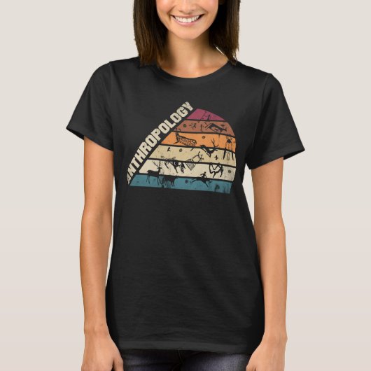 人類学人類学洞窟画おもしろい画 Tシャツ (正面)