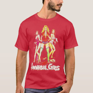 人食い女の子レトロ70sカルトホラー映画 tシャツ