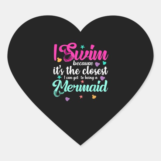 人魚おもしろい泳ぎ引用文女水泳者 ハートシール (正面)