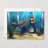 人魚およびイルカ ポストカード (正面/裏面)