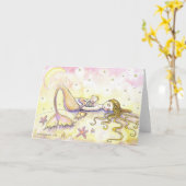 人魚およびベビーの挨拶状の~のブランク カード (黄色い花)