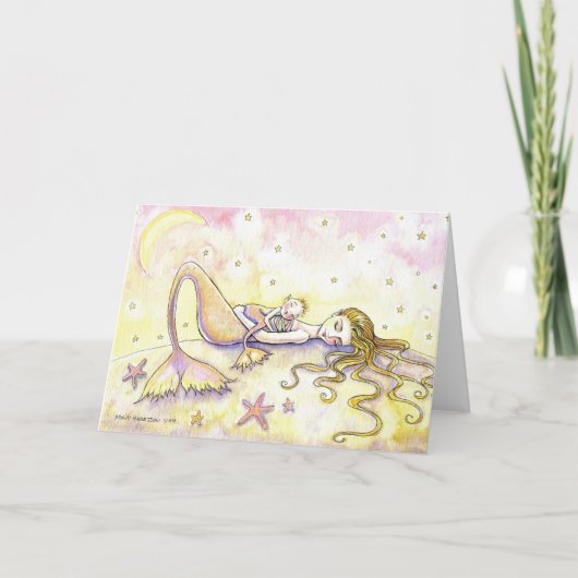 人魚およびベビーの挨拶状の~のブランク カード (正面)
