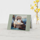 人魚およびベビー カード (黄色い花)