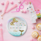 人魚およびユニコーンのパーティーのプレート ペーパープレート (パーティー)