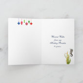 人魚および海洋生物のクリスマスのリースのビーチ シーズンカード (内部)