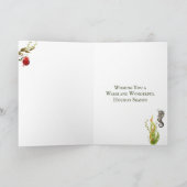 人魚および海洋生物のメリークリスマスのビーチ シーズンカード (内部)