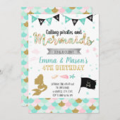 人魚および海賊パーティの招待状 招待状 (正面/裏面)