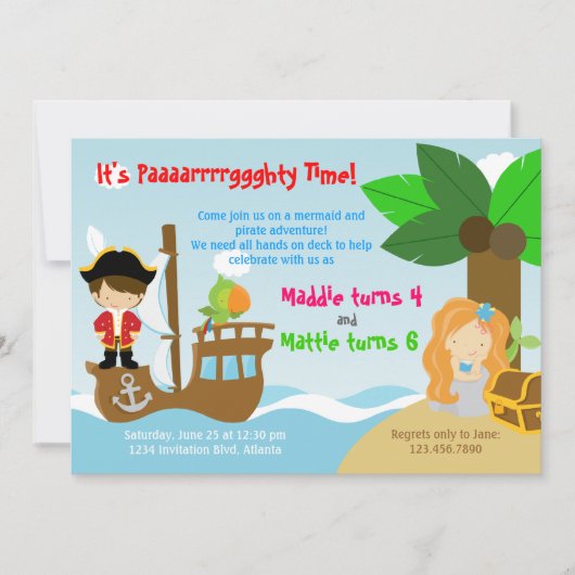 人魚および海賊双生児の共同誕生会 招待状 (正面)