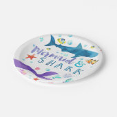 人魚および鮫の誕生会の紙皿 ペーパープレート (アングル)