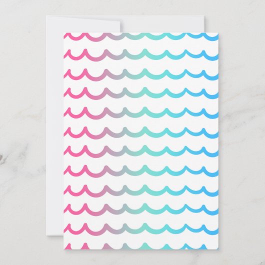 人魚および鮫の誕生日の招待状のプールを囲んでのパーティ 招待状 (裏面)