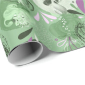 人魚お洒落の緑の抽象芸術 ラッピングペーパー (ロールコーナー)