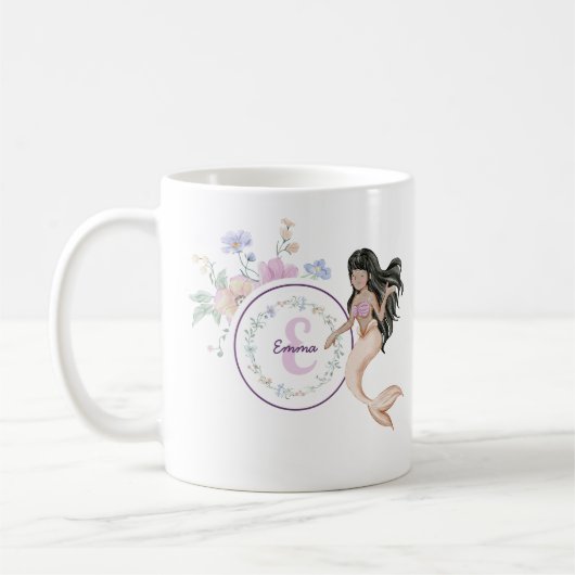 人魚お洒落モノグラム コーヒーマグカップ (左)