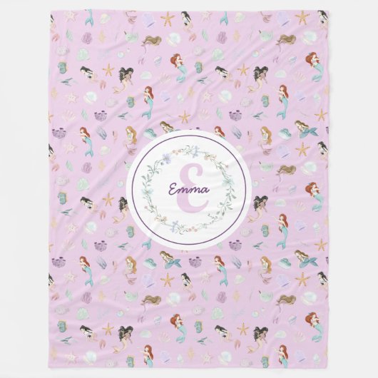 人魚お洒落モノグラム フリースブランケット (正面)
