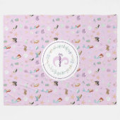 人魚お洒落モノグラム フリースブランケット (正面(横))