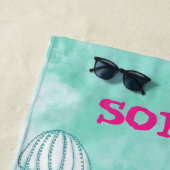 人魚かわいいグリーンヒトデ ビーチタオル (インサイチュ)