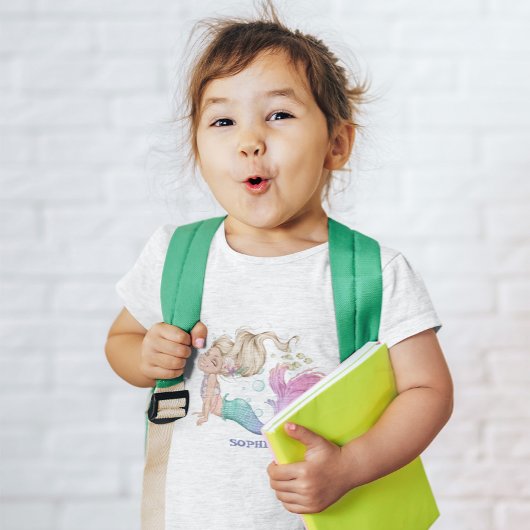 人魚かわいいピンクのシーホーススターフィッシュ ベビーTシャツ