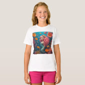 人魚かわいいピンクのTシャツ Tシャツ (正面フル)