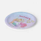 人魚かわいいピンクブルー ペーパープレート (アングル)