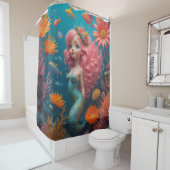 人魚かわいいピンク シャワーカーテン (インサイチュ)