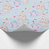 人魚かわいらしとキャンディ振りかけるギフトラップ ラッピングペーパー (角)