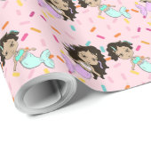 人魚かわいらしとキャンディ振りかけるギフトラップ ラッピングペーパー (ロールコーナー)
