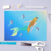 人魚かわいらしプリンセス水面泳ぎ 薄葉紙 (クラフト)