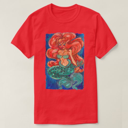人魚かわいらし Tシャツ (デザイン正面)
