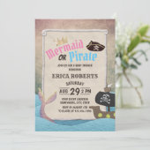 人魚か海賊かわいい男女が赤ちゃんのシャワーを明かす 招待状 (スタンド正面)