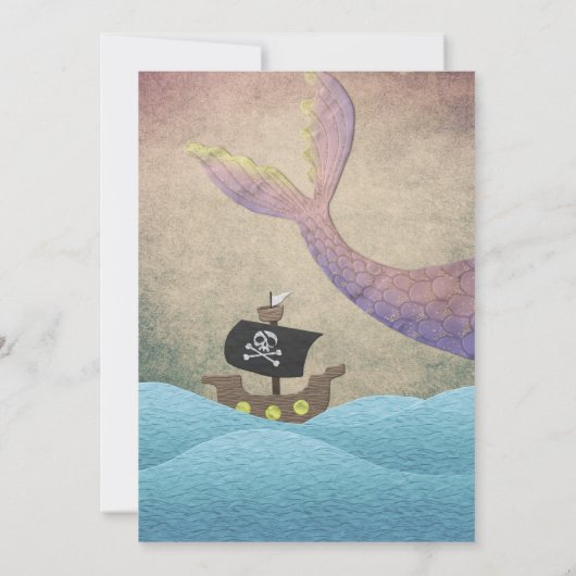 人魚か海賊かわいい男女が赤ちゃんのシャワーを明かす 招待状 (裏面)