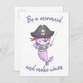 人魚があり、波の//Pitateの人魚を作って下さい 案内ポストカード (正面/裏面)