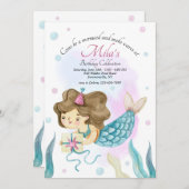 人魚がプレゼントを届ける誕生日パーティー 招待状 (正面/裏面)