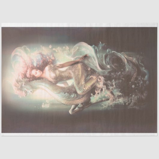 人魚が乗馬のデコパージュ 薄葉紙 (正面)