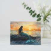 人魚が日の出の芸術を見る|過去記事 ポストカード (スタンド正面)