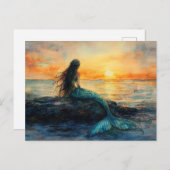 人魚が日の出の芸術を見る|過去記事 ポストカード (正面/裏面)