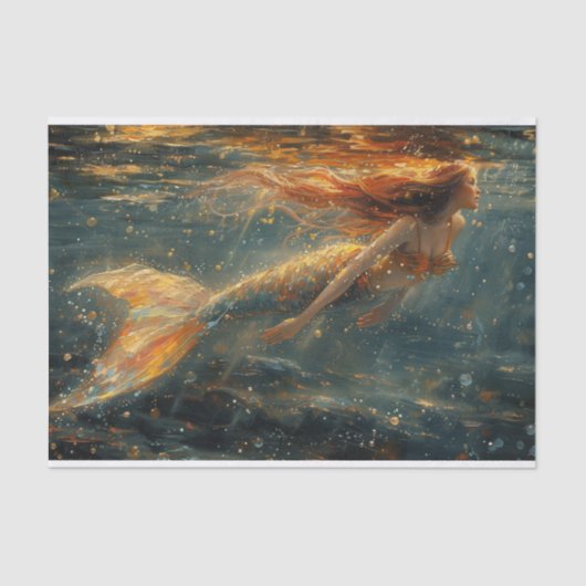 人魚が水面をのぞき込む 薄葉紙 (正面)