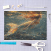 人魚が水面をのぞき込む 薄葉紙 (クラフト)