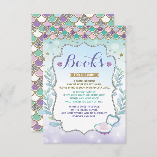 人魚が海の赤ん坊の女の子の下にブックカードを持ってくる エンクロージャーカード (正面/裏面)