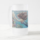 人魚すりガラス製マグカップ フロストグラスビールジョッキ (正面左)
