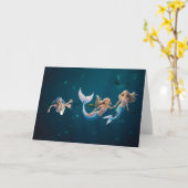 人魚たちが楽しんでいます。 カード (黄色い花)