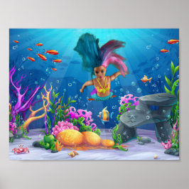 人魚たちが楽しんでいます。 ポスター