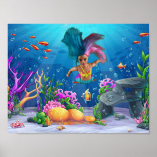 人魚たちが楽しんでいます。 ポスター
