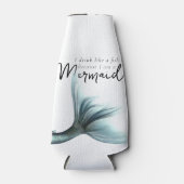 人魚だから魚のように飲む |ティール(緑がかった色) ボトルクーラー (正面)