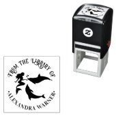 人魚とイルカのシルエット図書館の本の名前 セルフインキングスタンプ (インサイチュ)