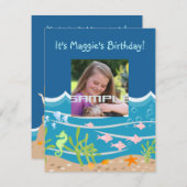 人魚とイルカの海の誕生日パーティー 招待状 (正面/裏面)