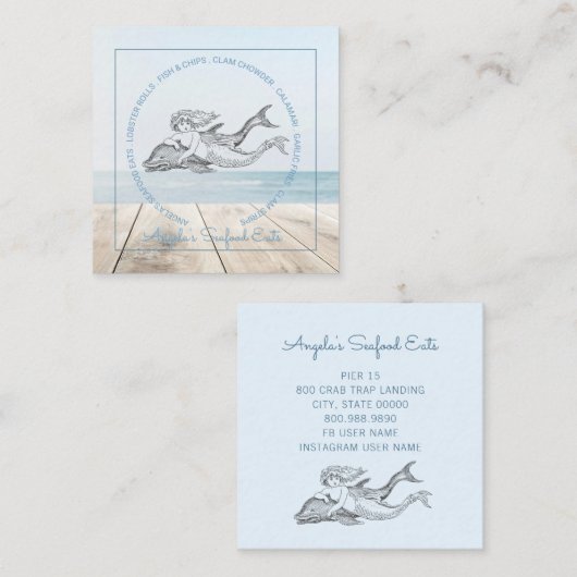 人魚とイルカの海食 スクエア名刺 (正面/裏面)