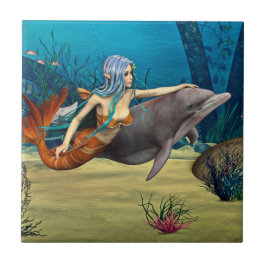 人魚とイルカ タイル