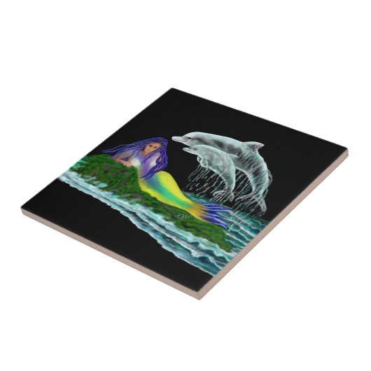 人魚とイルカ タイル (側面)