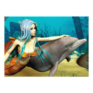 人魚とイルカ フォトプリント